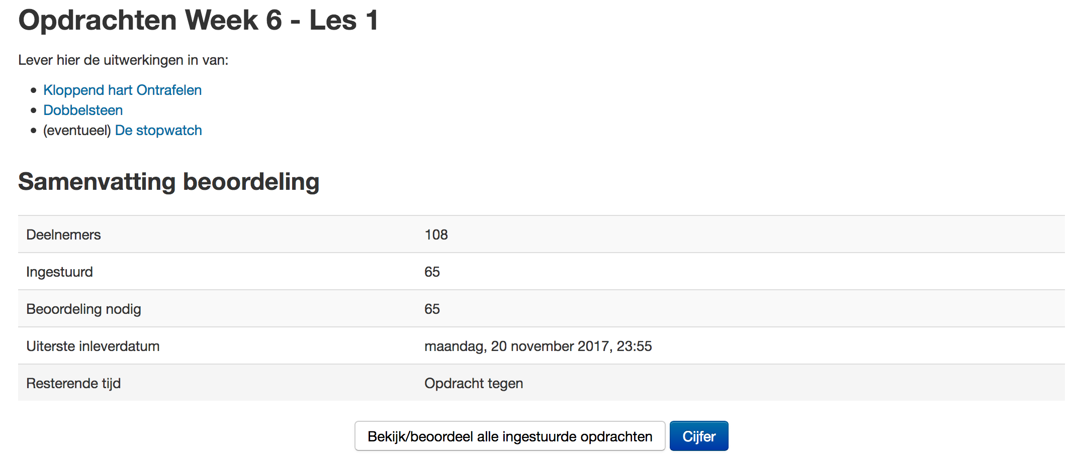 Via Moodle opdrachten inleveren